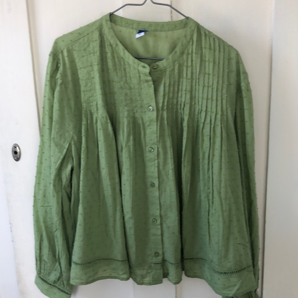 Old Navy nwt Xl green Swiss dot blouse